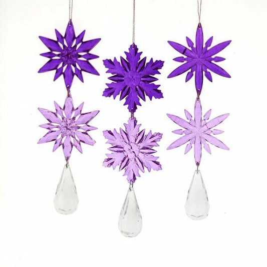 Purple Acrylic Snowflakes 3 Piece Dangling Ornament D3733