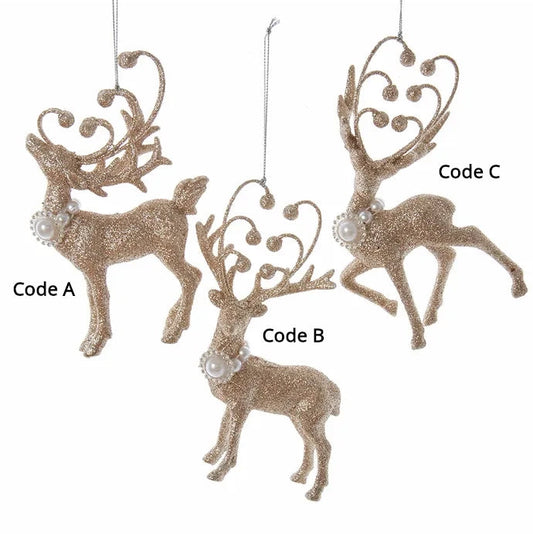 6"-7" Golden Glitter Reindeer/Deer Ornaments D4139