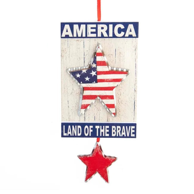 Americana Heart and Star Plaque Ornaments G0250