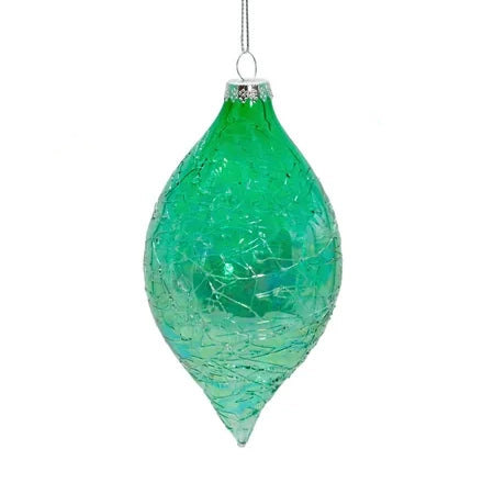 3.5"-5" Green Glass Iridescent Design Ornament GG1018