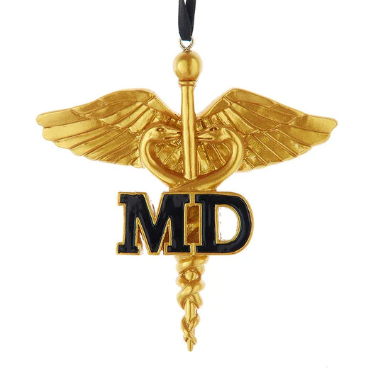 Gold Caduceus Doctor MD Ornament W8560