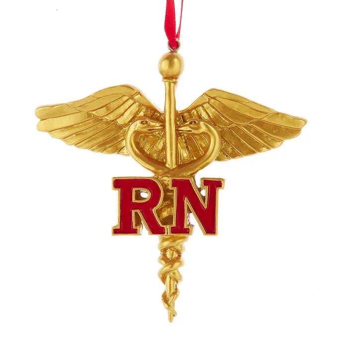 Gold Caduceus Nurse RN Ornament W8561