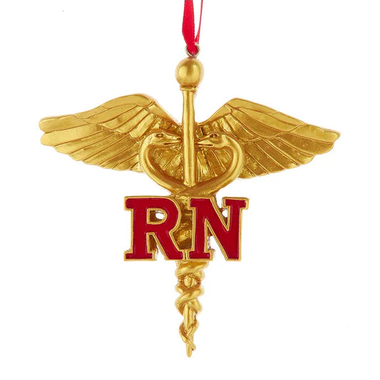 Gold Caduceus Nurse RN Ornament W8561