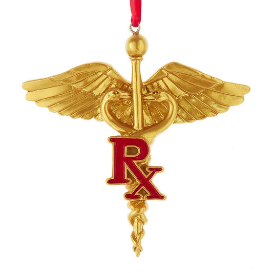 Gold Caduceus Pharmacist Ornament W8562