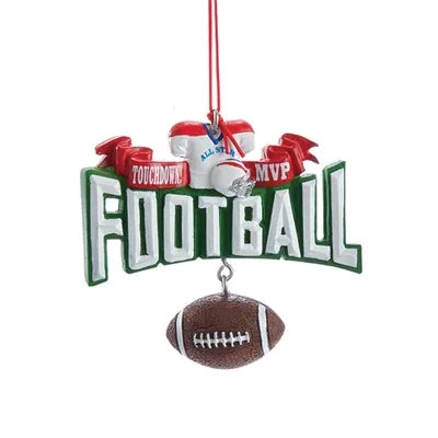 3 Sports Ornaments, Baseball, Football & Soccer J8563