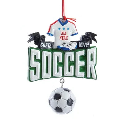 3 Sports Ornaments, Baseball, Football & Soccer J8563