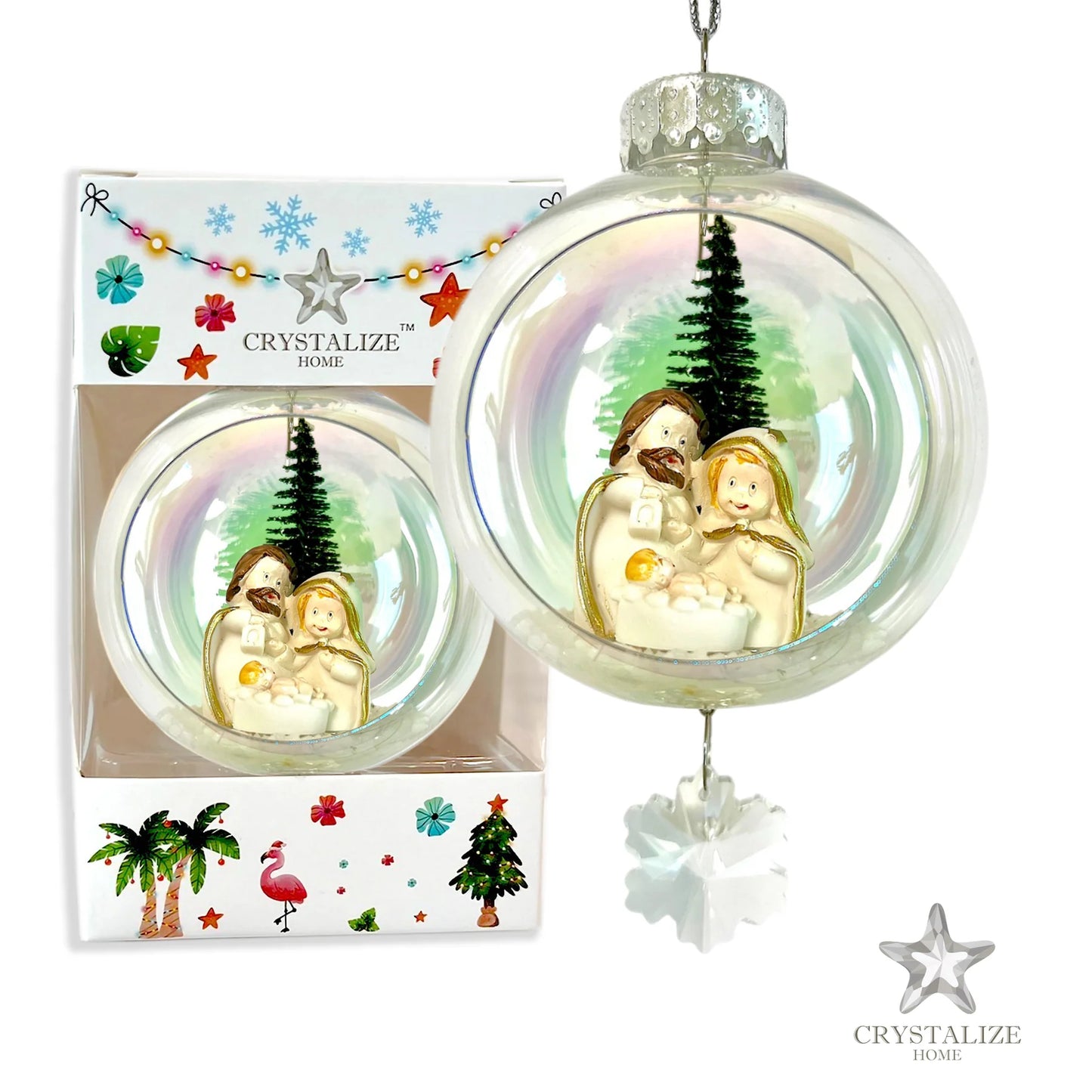 Nativity Plastic Ornament with Magnetic Crystal 3"x7" AF318