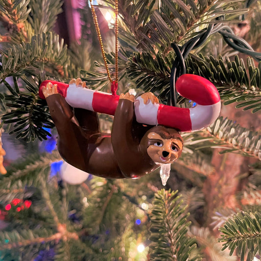 Candy Cane Sloth Animal Christmas Ornaments 3952