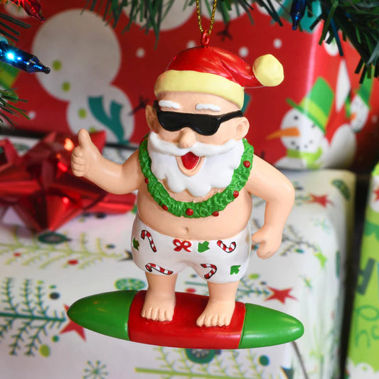 Surfing Santa Christmas Surfer Ornament 9705