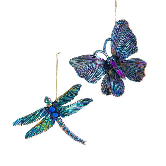 Iridescent Glitter Dragonfly & Butterfly Glitter & Jewels Ornaments T3085