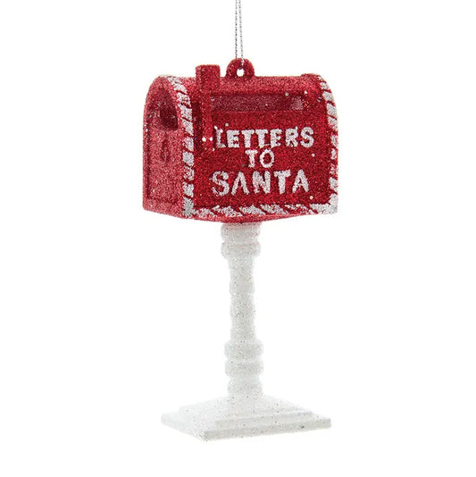 4.5" Red & White Mailbox w/Glitter Ornament T3206