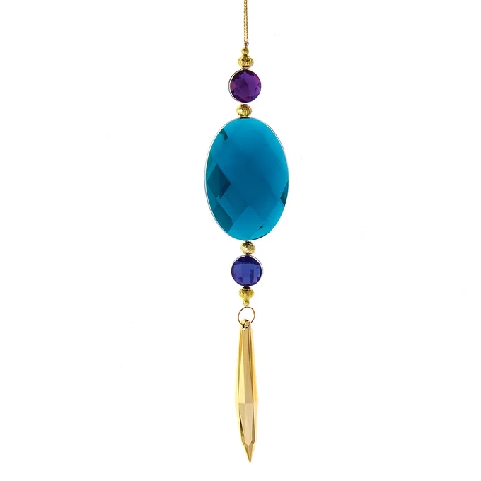 Peacock Jeweled Oval With Dangle Ornaments T3229