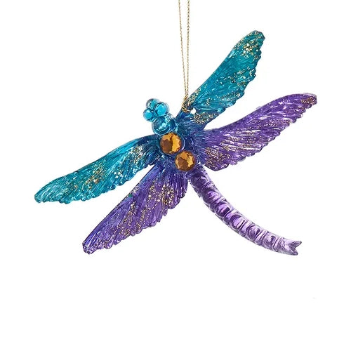 Blue & Purple Butterfly & Dragonfly Jeweled & Glitter Ornaments T3656