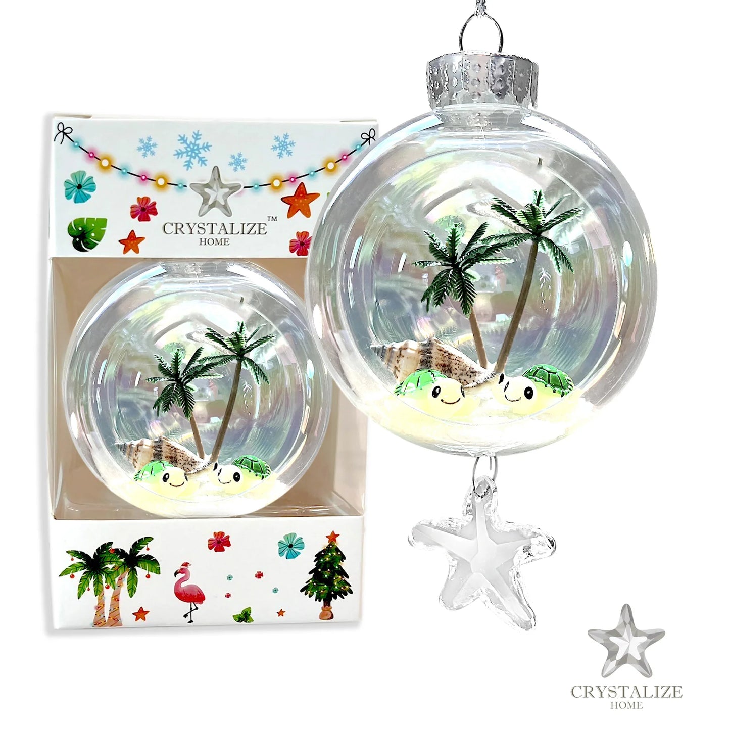 Turtle Love Plastic Ornament with Magnetic Crystal 3"x7" AF377