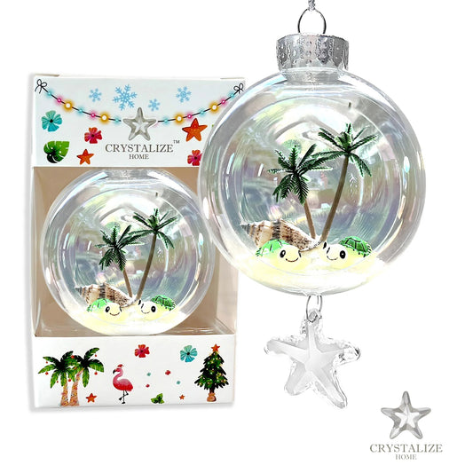 Turtle Love Plastic Ornament with Magnetic Crystal 3"x7" AF377