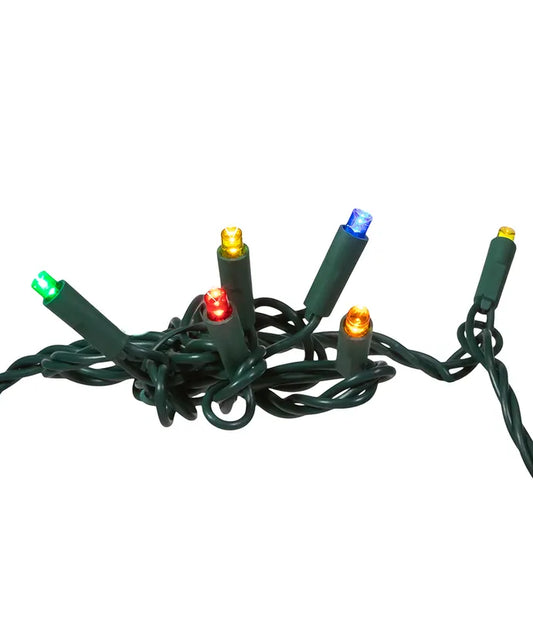 50-Count Multi 5MM LED Christmas Lights, 25 ft Green Wire UL4100MU