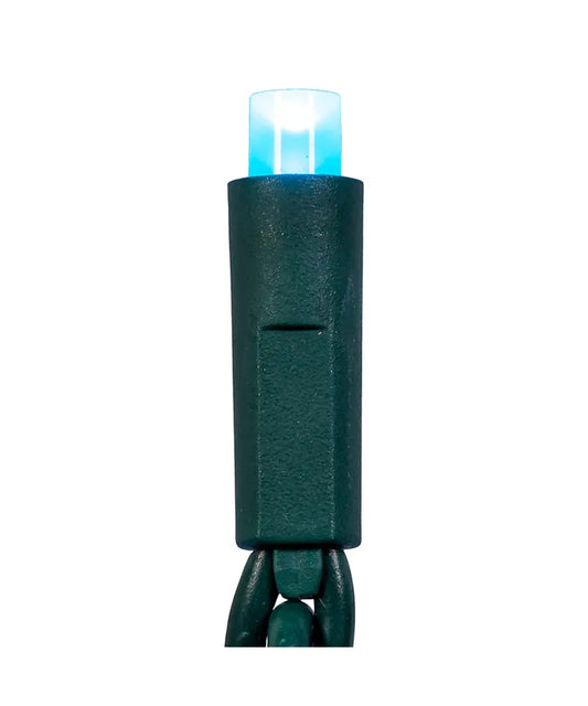 50-Count Teal Frost 5MM LED Christmas Lights, 25 ft Green Wire UL4100WWF