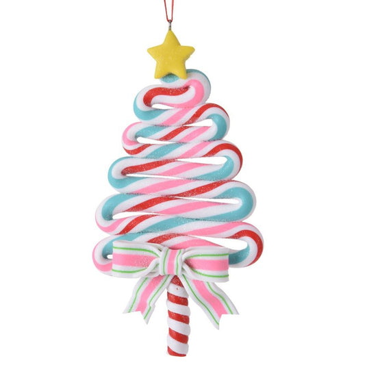 6" Red, Pink, Blue & White Candy Cane Christmas Tree Ornament 046395