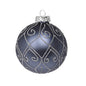 3" Grey Glass w/Glitter Hearts, Stars & Diamond Design Ornament 051356
