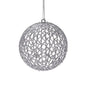 4" Silver Hanging Ball Icicle w/Glitter Ornament 053989
