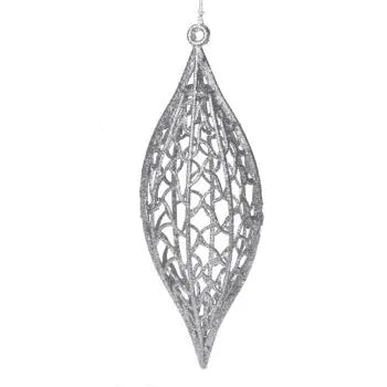 9" Silver Hanging Finial icicle w/Glitter Ornament 053994