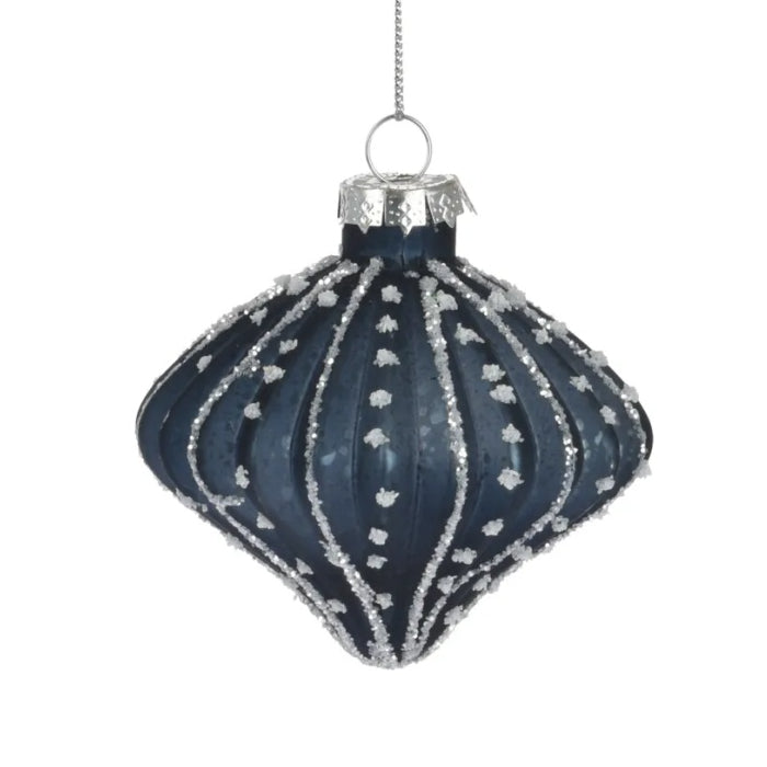 3" Glass Grey Onion Finial w/ Glitter Ornament 054163