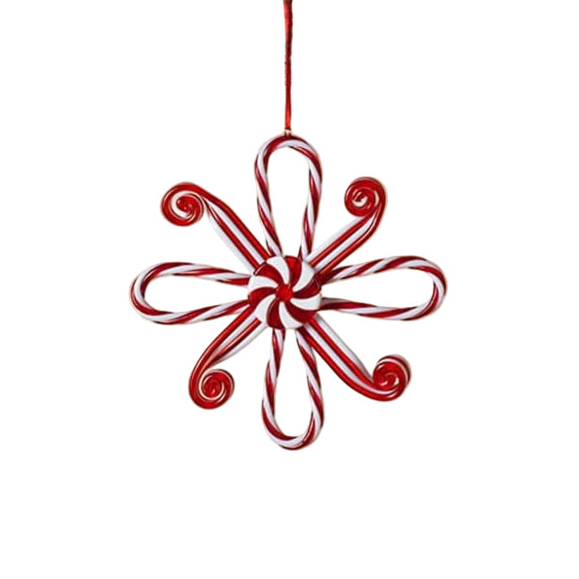 6" Red & White Candy Cane Snowflake Ornament 2617530