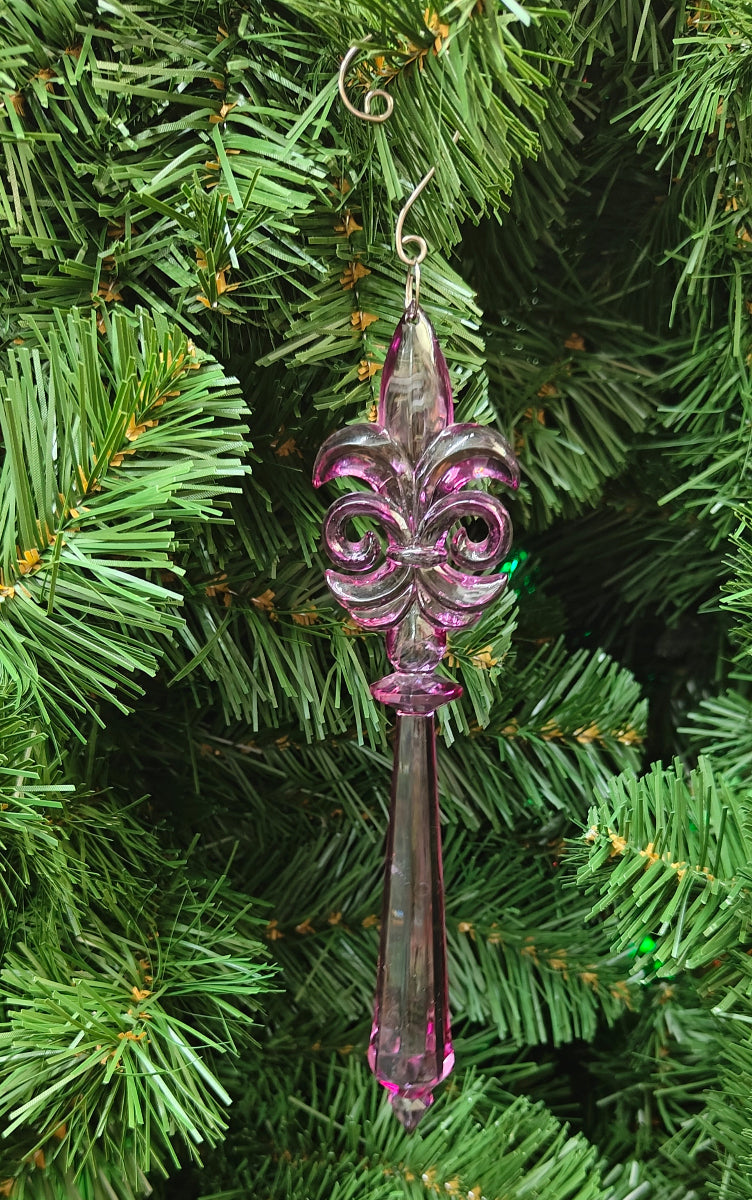 4.5" Purple Acrylic Fleur De Lis Ornaments 5183017