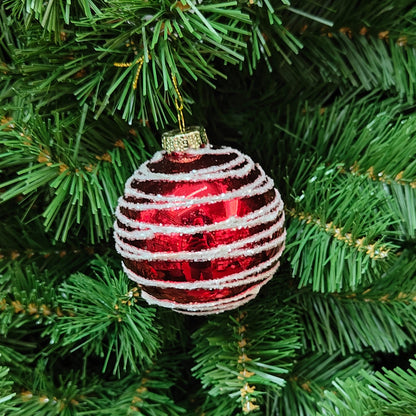 Glass Red Ball, Finial & Top with Glitter Swirl Ornament 644896