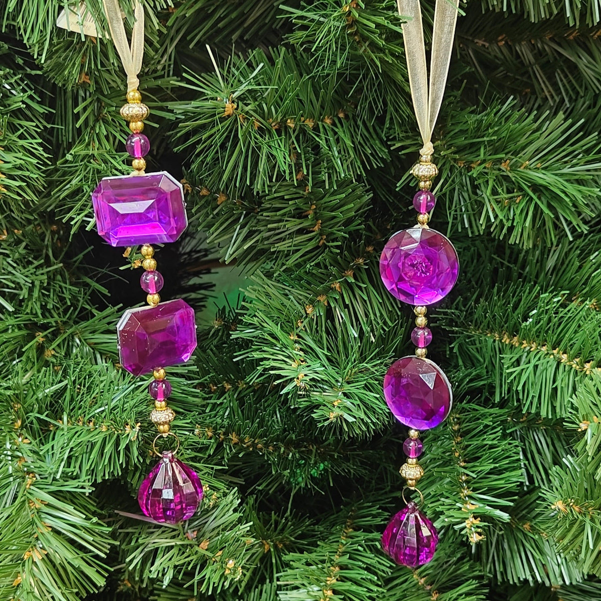 7" Purple Acrylic Rectangular & Circular Drop Ornaments 79.00010
