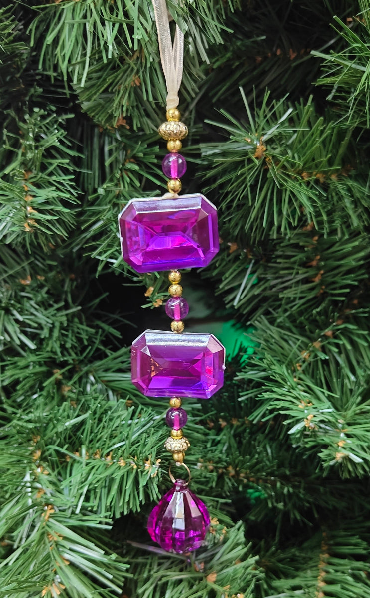 7" Purple Acrylic Rectangular & Circular Drop Ornaments 79.00010