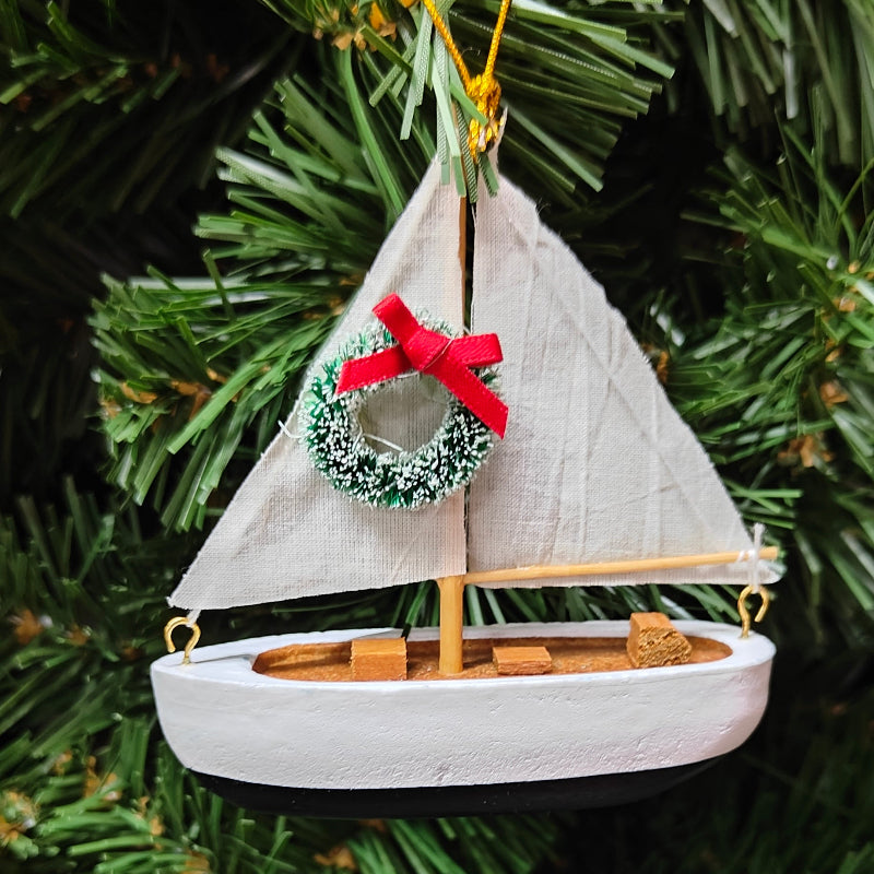 Red, Green & Navy Blue Wood Sailboat Ornaments 864-60