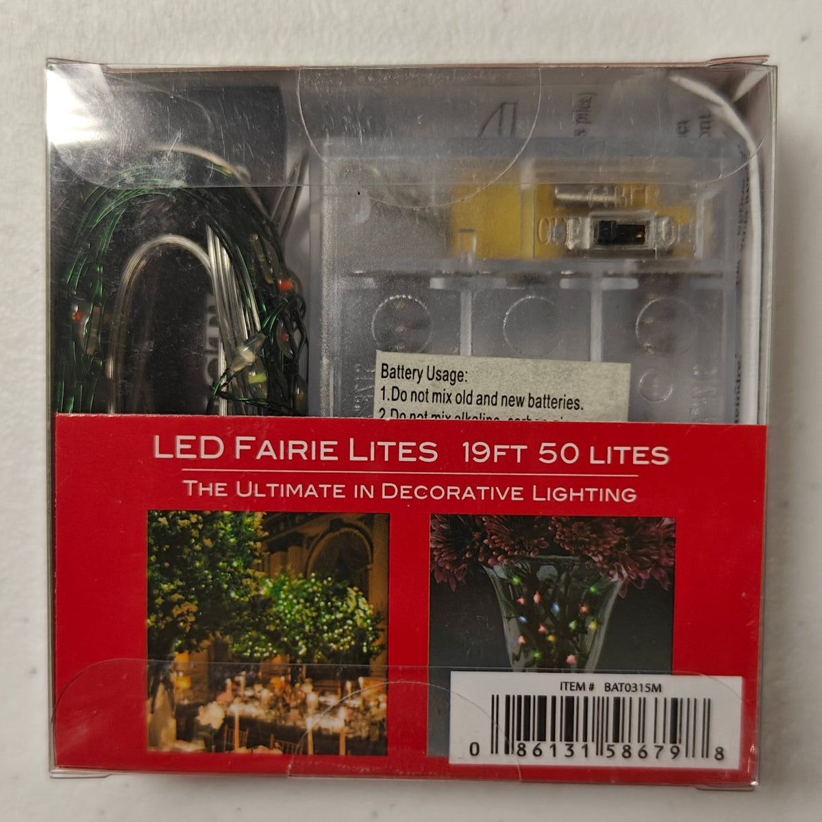 Multi Color LED Lighted Fairy Lights (w/Timer), 19ft 50 Lights BAT0315M