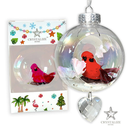 Red Cardinal Spring Plastic Ornament with Magnetic Crystal 3" x 7" AF303S