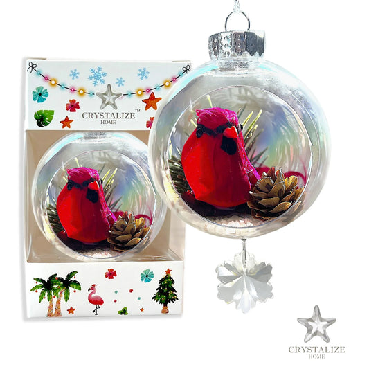 Red Cardinal Plastic Ornament with Magnetic Crystal 3" x 7" AF303