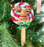 5.5" Red, Blue & White Lollipop Reindeer Ornament D3750
