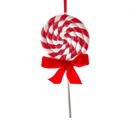 Peppermint Stripe Lollipop Ornaments w/ Red Bow D4099