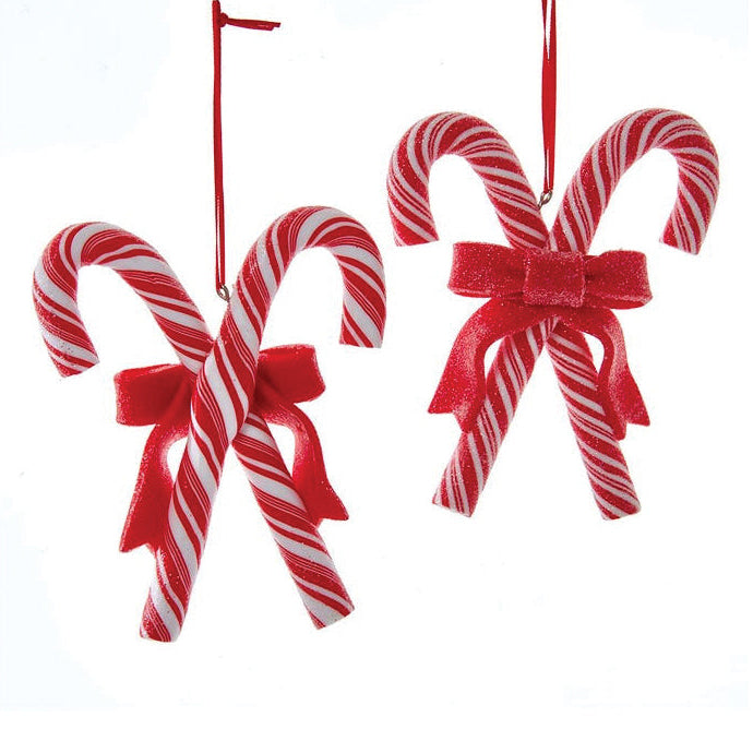 5" Crisscross Candy Canes Ornament w/Red Bow D4147