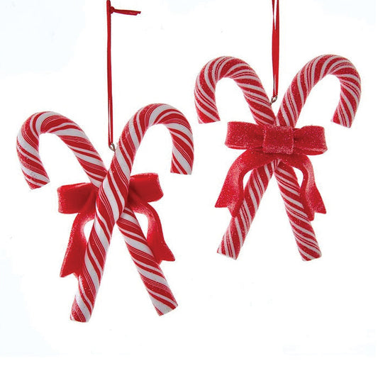 5" Crisscross Candy Canes Ornament w/Red Bow D4147