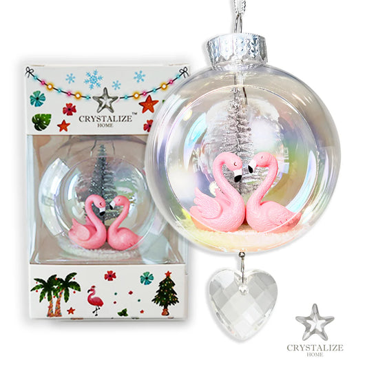 Flamingo Love Plastic Ornament with Magnetic Crystal 3"x7" AF320