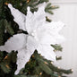 Regency 12" Glitter Edge Velvet Poinsettia Stem: White - MTX56555