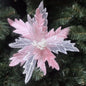 Regency Sheer/Velvet Glitter Pink & White Poinsettia Stem MTX68954