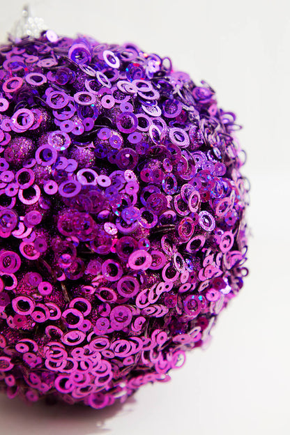 4.5" Purple Glamour Sequin Ball Ornament MTX70511
