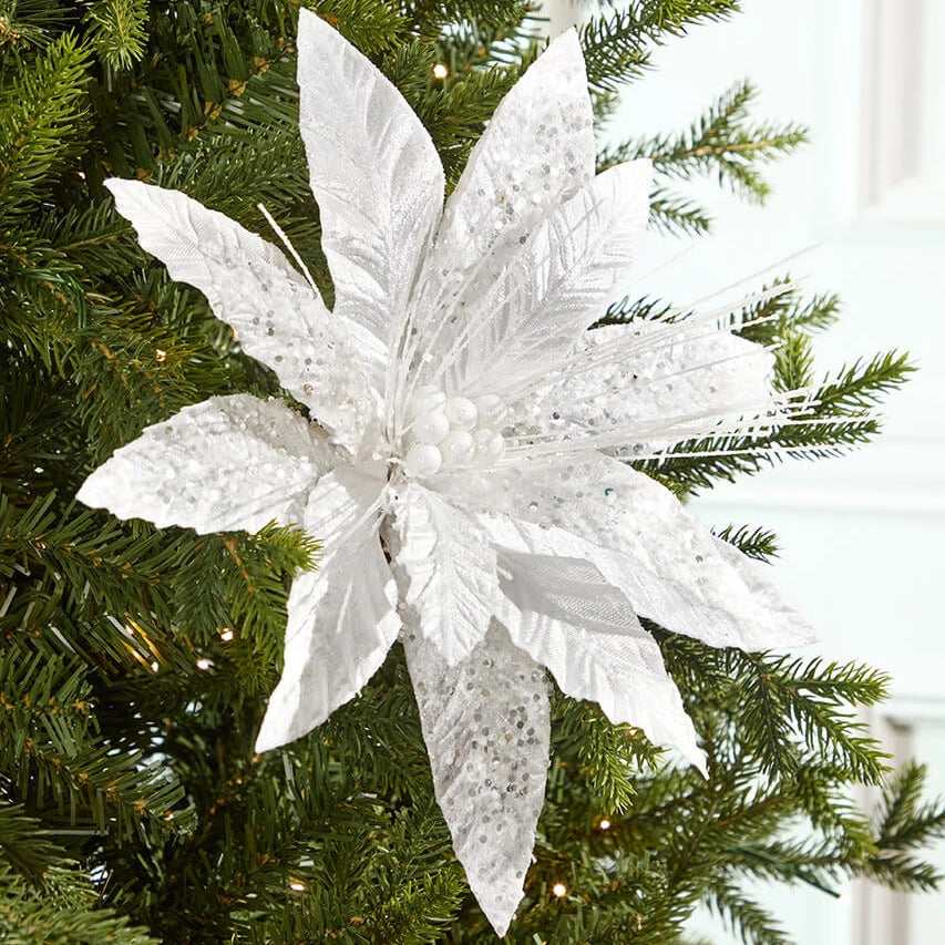 Glitter Spray Winter Poinsettia Stem MTX73378