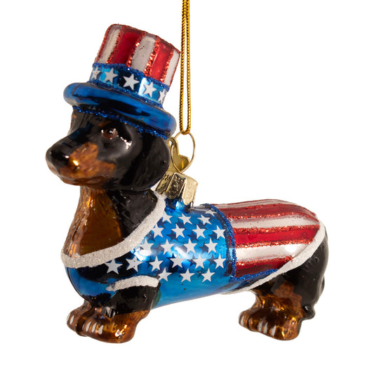 3.5" Noble Gems Glass 250th Dachshund Ornament NBX0229