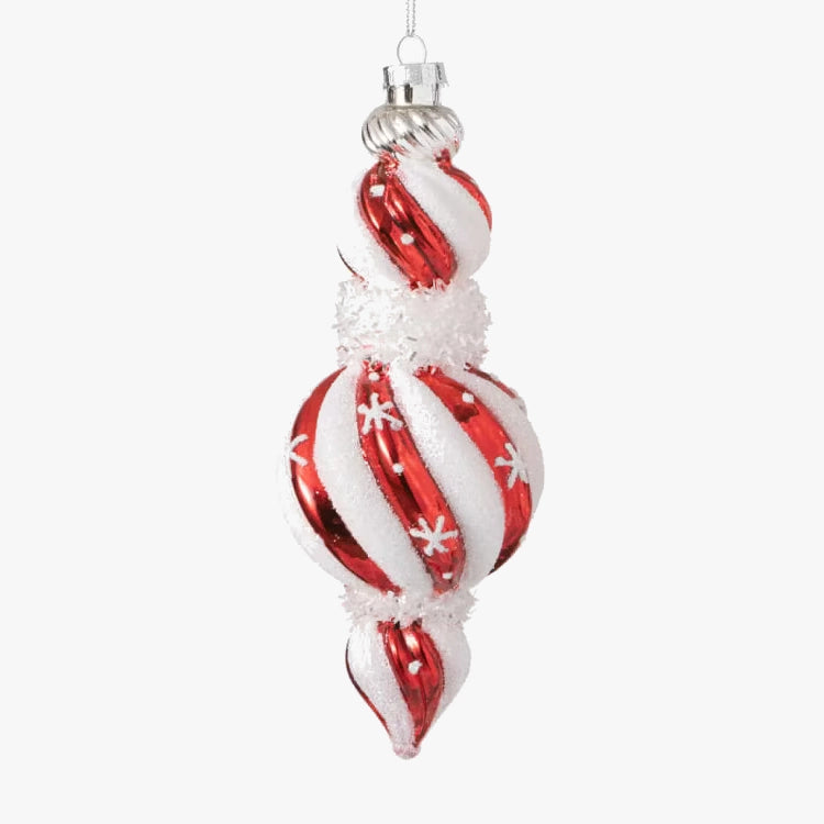 7" Red & White Candy Cane Twisted Finial Ornament OR10342