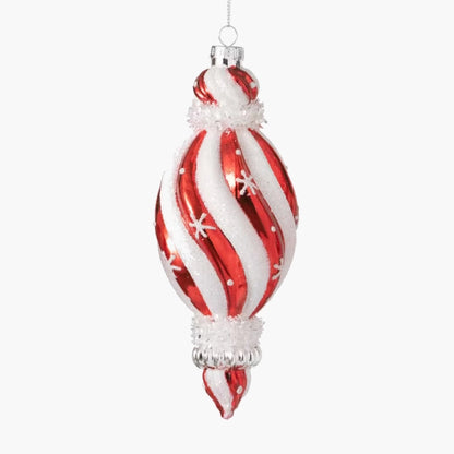 7" Red & White Candy Cane Twisted Finial Ornament OR10342
