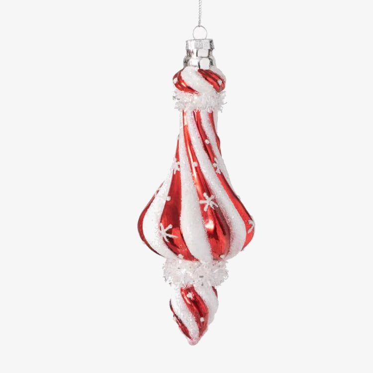 7" Red & White Candy Cane Twisted Finial Ornament OR10342
