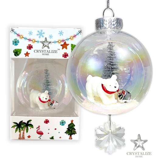 Polar Bear Plastic Ornament with Magnetic Crystal 3"x7" AF361