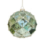 4" Glass Green Polygon Ball w/Glitter Outline Ornament SD67074